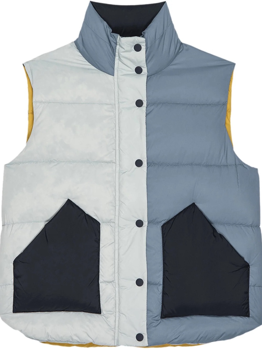 NWT The Great. Outdoors Down Polar Vest in Navy Colorblock Sky Blue Mustard - Picture 5 of 11